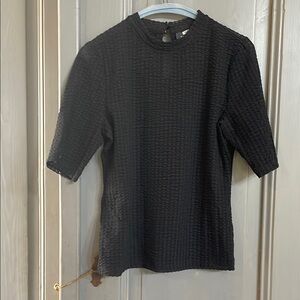Black Textured Short Sleeve Top